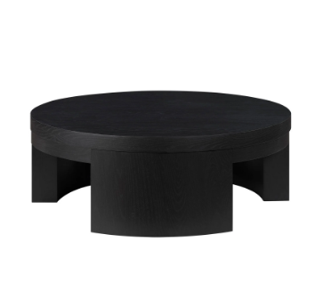 Beautiful Mod Round Coffee Table by Drew Barrymore, Black Wood Finish