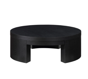 Beautiful Mod Round Coffee Table by Drew Barrymore, Black Wood Finish