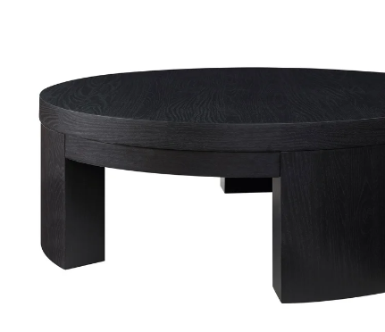 Beautiful Mod Round Coffee Table by Drew Barrymore, Black Wood Finish