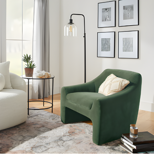 Better Homes & Gardens Emerson Curvy Accent Chair, Olive