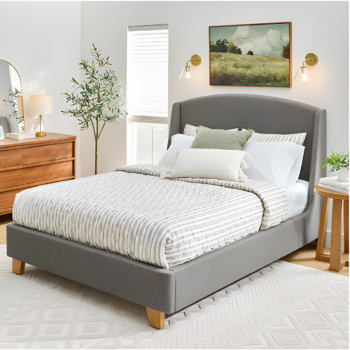 Better Homes & Gardens Windsor Platform Bed, King, Gray Boucle