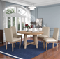 Extendable Round Dining Table Set for 4-6 with Upholstered Chairs – Farmhouse Style