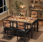 Rustic Wood Dining Table Set for 4 with Upholstered Chairs – Compact & Space-Saving