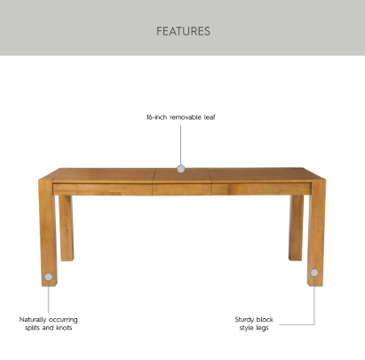 Better Homes & Gardens Bryant Solid Wood Extendable Dining Table, Light Honey Finish