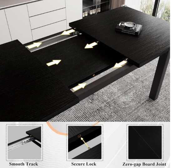 Extendable Dining Table Set for 4-8 with Stools – Space-Saving & Modern Design